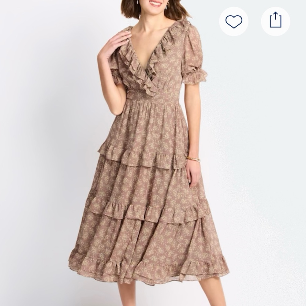 Petal & Pup Tan Ruffled Wrap Maxi Dress